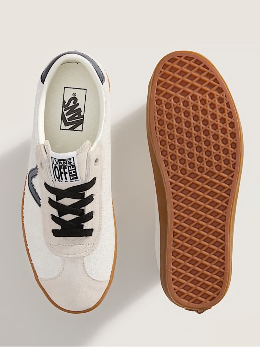 Vans White and Black Kids Low-Top Sneakers with Gum Sole